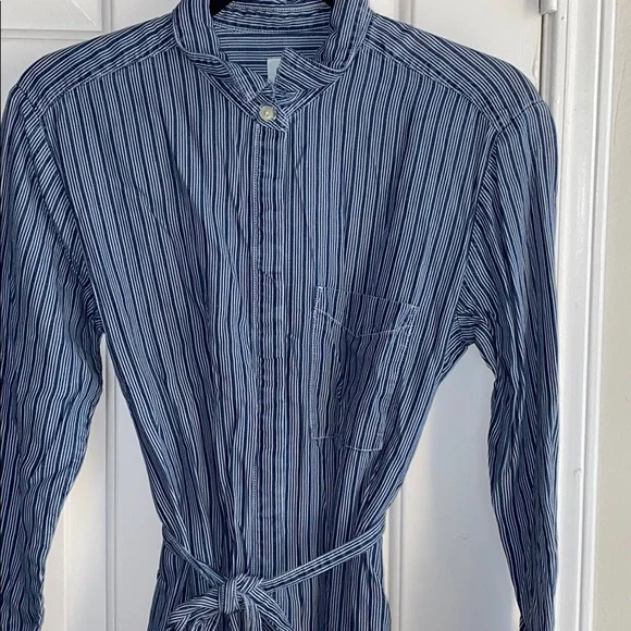 gap blue striped dress GAP Blue White Striped Pinstriped Sun Dress Fit and Flare Dress 0 Summer
